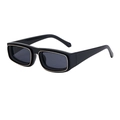 Lunettes de soleil rectangulaires noires pour hommes avec monture dorée et verres gris - Monture Noir Brillant Or Verres Gris