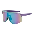 Gafas de sol deportivas con lentes degradadas azul-violeta y montura cian-violeta - Púrpura Verde Degradado Verde Espejo