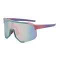 Gafas de ciclismo con montura degradada cian-púrpura y lentes de espejo arcoíris - Rosa Degradado Barbie Rosa Espejo