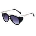 Modische unregelmäßige Sonnenbrille mit schwarzem Rahmen und lila Verlaufslinsen - Glänzend Schwarz Silber Verlaufsgrau (C4)