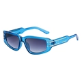 Polarized sunglasses featuring a transparent blue frame and dark grey gradient lenses - Transparent Dark Blue Gold Gradient Gray