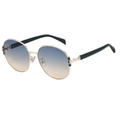 Retro oversized round sunglasses with gold frames and red-green stripe detail - Gold Green Orange (C5)