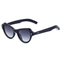 Occhiali da sole cat-eye alla moda con montatura nera, lenti sfumate e borchie d'argento - Nero Lucido Esterno Argento Trasparente Interno Grigio Sfumato