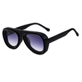 Klassieke aviator zonnebril met zwart oversized montuur en paarse verloopglazen - Glanzend Zwart Gunmetal Gradiënt Grijs (C3)