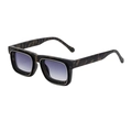 Retro square sunglasses featuring tortoiseshell frames with gradient blue lenses - Camouflage Green Silver Frame Gradient Gray Lens