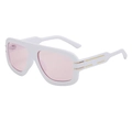 Fashionable square frame sunglasses with white frame and pink lenses for women - White Frame Transparent Pink Lens (C5)