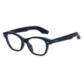 Gafas de sol de ojo de gato con montura negra, remaches dorados de flecha y lentes claras - Negro Brillante Oro (C1)