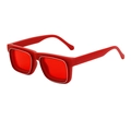 Retro small square red sunglasses with silver inner frame detail and tinted lenses - Matte Red Silver Frame Red Lens