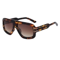 Oversized tortoise shell sunglasses with gradient brown lenses and gold side stripes - Tortoiseshell Gold Gradient Tea (C4)