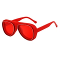 Retro-Pilotenbrille in Oversize mit mattrotem Rahmen und transparenten roten Gläsern - Sandrot Silber Rote Linse