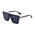 Lunettes de soleil polarisées à dessus plat, monture noire et détails en métal doré - Monture Noir Brillant/Décor Or/Verres Gris (C1)