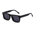 Lunettes de soleil rétro à monture noire mate avec accents métalliques argentés - Monture Noir Mat Argent Verres Gris
