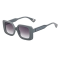 Square morandi blue sunglasses with light purple gradient lenses and metal temple detail - Shiny Gray Green Silver Green Gray