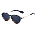 Polarized retro tortoiseshell sunglasses with silver metal temples and black lenses - C6 Black Tortoise Gold Gray