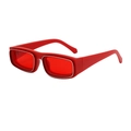 Retro square thick frame sunglasses in solid red with silver inner rim detailing - Matte Red Silver Red