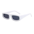 Retro rectangular sunglasses with white chunky frames and dark lenses in Y2K style - White Silver Gray