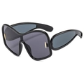 Lunettes de soleil oversize tendance avec monture noir brillant et verres gris - Monture Noire Verres Gris Noir (C1)