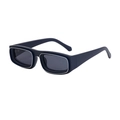 Deep blue rectangular sunglasses with white accented frames and wide temples for men - Matte Blue Silver Gray
