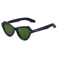 Occhiali da sole cat-eye neri con lenti verde scuro e borchie a diamante dorate - Montatura Nero Lucido Oro Lente Verde Scuro G15 (C5)