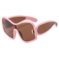 Lunettes de soleil oversize roses avec verres bruns et détails en métal doré - Monture Rose Verres Bruns (C6)