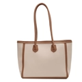 Borsa tote retrò capiente in ecopelle con contrasto bianco crema e marrone scuro - Bianco