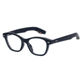 Gafas de sol ojo de gato negras clásicas para mujer con detalles de estrellas doradas - Negro Brillante con Carey en el Interior (C5)
