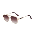 Retro pilot sunglasses with light gold metal frame and gradient brown lenses - Golden Double Brown