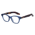 Cat eye glasses featuring translucent blue frame and retro tortoiseshell temples - Transparent Dark Blue with Tortoise Temple (C7)