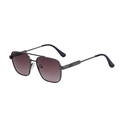 Gunmetal square aviator sunglasses with brown gradient lenses and double bridge - Gunmetal Frame Gray Brown
