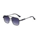 Pilot style sunglasses with dark grey metal frame and gradient lenses on white background - Gunmetal Double Grey