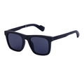 Men's square matte black sunglasses featuring dark grey lenses and patterned temples - Matte Sand Black / Gray Lens (C4)