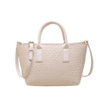 Bolso tote tejido retro blanco crema de gran capacidad con correa de hombro ajustable - Blanco
