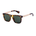 Polarized sunglasses with tortoiseshell frame and engraved golden metal temples - Tortoise Gold / G15 Green Lens (C5)