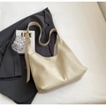 Chic beige lychee pattern hobo bag with adjustable wide shoulder strap for daily use - Off White