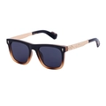 Square sunglasses with black-brown gradient frames and engraved gold metal temples - Black Bean Flower Gold / Gray Lens (C6)