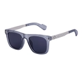 Occhiali da sole squadrati con finitura opaca blu traslucida e aste in metallo - Grigio Trasparente Opaco Stanghetta Argento Argento Grigio