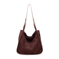 Sac fourre-tout minimaliste grande capacité en daim marron foncé pour le quotidien - Marron