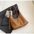 Caramel brown pebbled leather hobo bag with adjustable wide shoulder strap for women - Brown