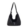 Black retro hobo bag with soft leather finish and stylish knot detail on the shoulder strap - Black
