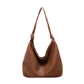 Caramel brown large hobo bag in soft faux leather with decorative knot handle detail - Brown