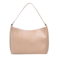 Elegant beige minimalist hobo shoulder bag with matte leather finish for daily wear - Khaki