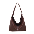 Brown vintage hobo shoulder bag with textured PU leather and knot strap detail - Brown