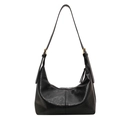 Borsa hobo vintage in ecopelle nera con dettagli in bronzo e tracolla regolabile - Nero