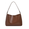 Brown leather hobo shoulder bag with matte finish and wide strap on white background - Brown