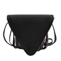 Borsa a tracolla triangolare nera chic con pelle martellata e lunghe nappe decorative - Nero