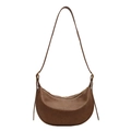 Bolso de media luna marrón en cuero sintético con correa ajustable y estilo vintage - Arena