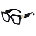 Quadratische Sonnenbrille in glänzendem Schwarz mit eleganten goldenen Metallverzierungen - Glänzendes Schwarz Anti-Blaulicht
