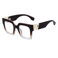 Square gradient brown sunglasses for men with golden W-shaped metal temple detail - Gradient Tea Anti-Blue Light