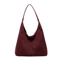 Borsa hobo bordeaux in pelle scamosciata opaca con design a trapezio e grande capacità - Borgogna