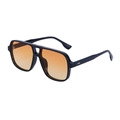 Retro double-bridge aviator sunglasses with orange gradient lenses and thick black frames - C7 Black Frame Orange Gradient